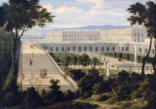 tableau représentant une vue de l'Orangerie, de loin, attribué à Etienne Allegrain